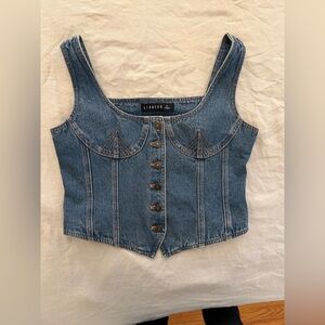 NWOT Lioness Classic Blue Denim Vest size M/L/XL